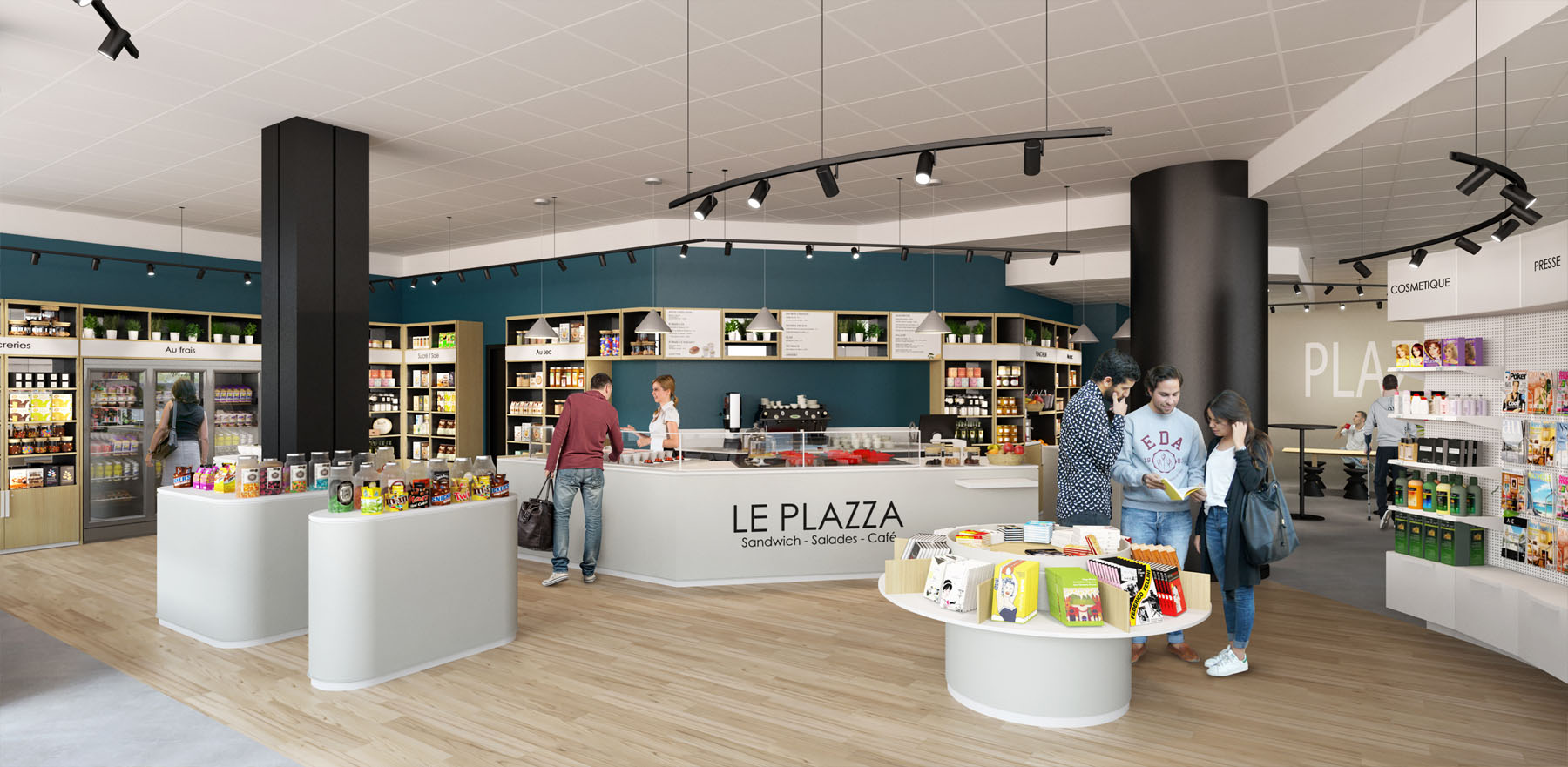 3D Rendering for a cafeteria and shop